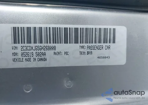 2016 Dodge Charger Sxt from USA, damaged, VIN 2C3CDXJG5GH268008